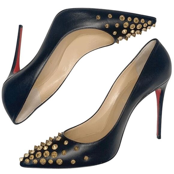 Christian Louboutin Spikyshell 100 Nappa Shiny Pumps EU 40 US 10 Studded Heels - Picture 5 of 13